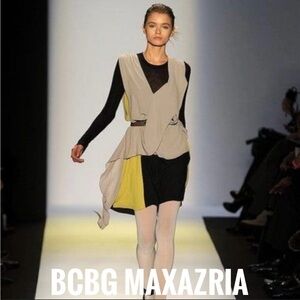 BNWT BCBGMaxAzria Women's Gray and Yellow Dress size S